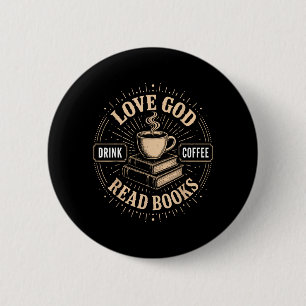 Christian Faith Jesus Books Coffee Believer Button