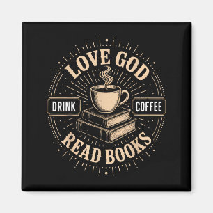 Christian Faith Jesus Books Coffee Believer Magnet