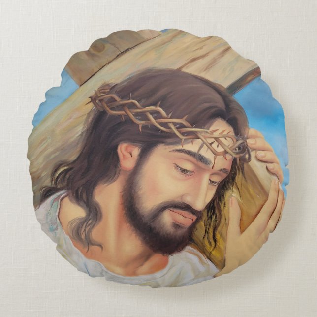 Christian Faith Jesus Christ Round Pillow (Front)