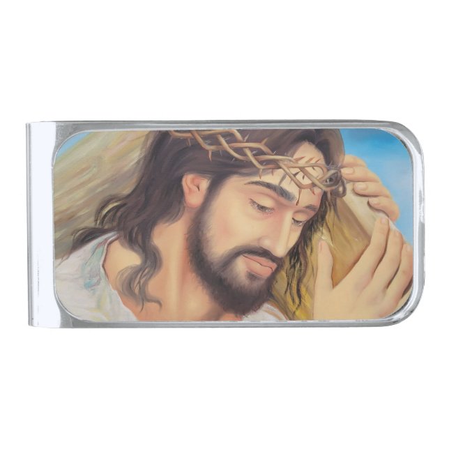 Christian Faith Jesus Christ Silver Finish Money Clip (Front)