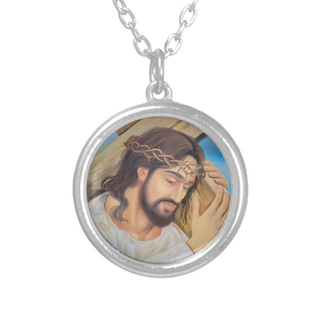 Christian Faith Jesus Christ Silver Plated Necklace (Front)