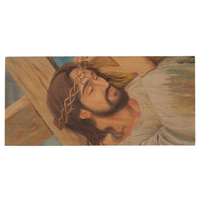 Christian Faith Jesus Christ Wood Flash Drive (Back)