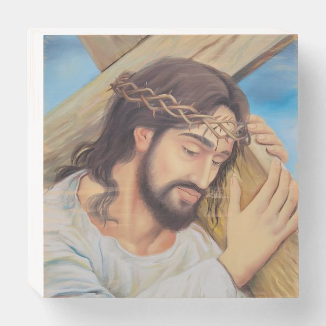 Christian Faith Jesus Christ Wooden Box Sign (Front Horizontal)