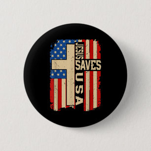 Christian Faith Jesus Save Usa Patriotic American Button