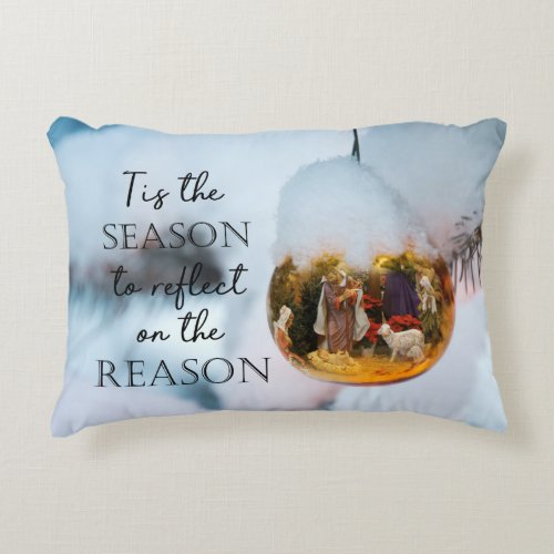 Christian Faith Nativity Reason for the Season Decorative Pillow
