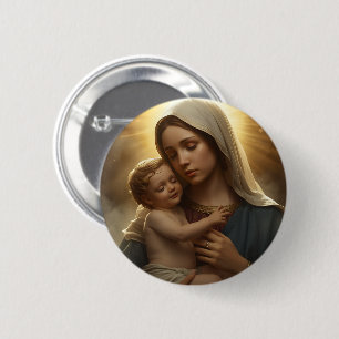 Christian Faith Pin Button Mother Mary and Jesus