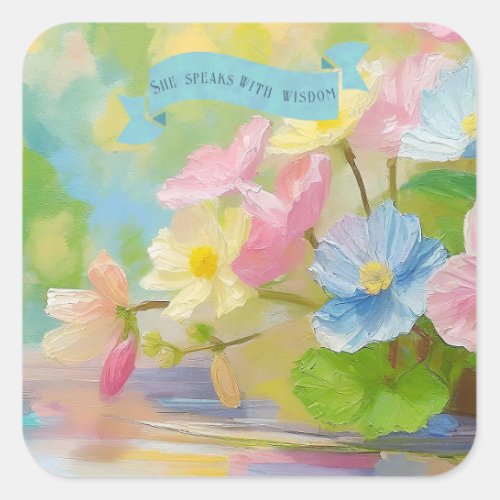  Christian Faith Quotes Mothers Begonia Flowers Square Sticker