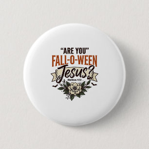 Christian Fall-O-Ween Jesus Vintage Engraving Shir Button
