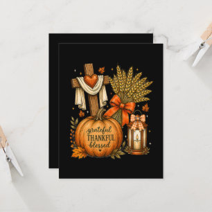 Christian Fall Pumpkin Grateful Thankful Blessed Invitation