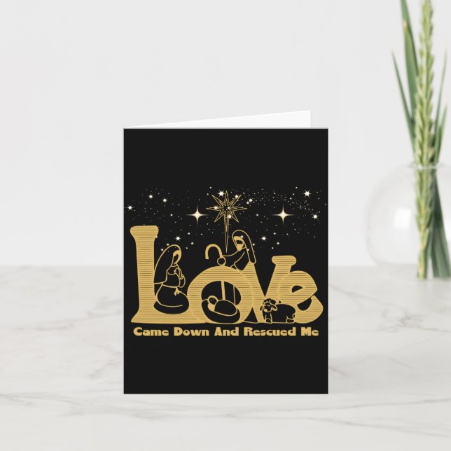 Christian Family Christmas Nativity Scene Gold T S Card (Front)