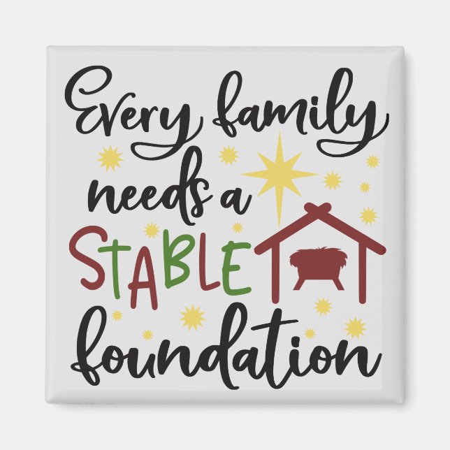 Christian Family Christmas Stable Foundation Magnet (Front)