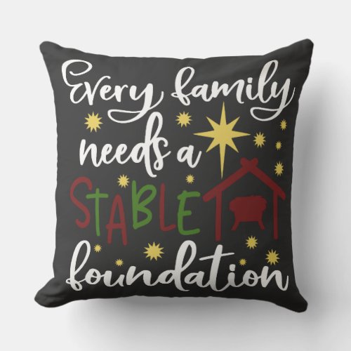 Christian Family Christmas Stable Foundation Throw Pillow