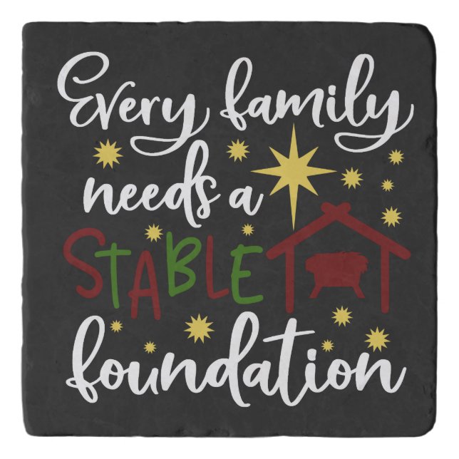 Christian Family Christmas Stable Foundation Trivet (Front)