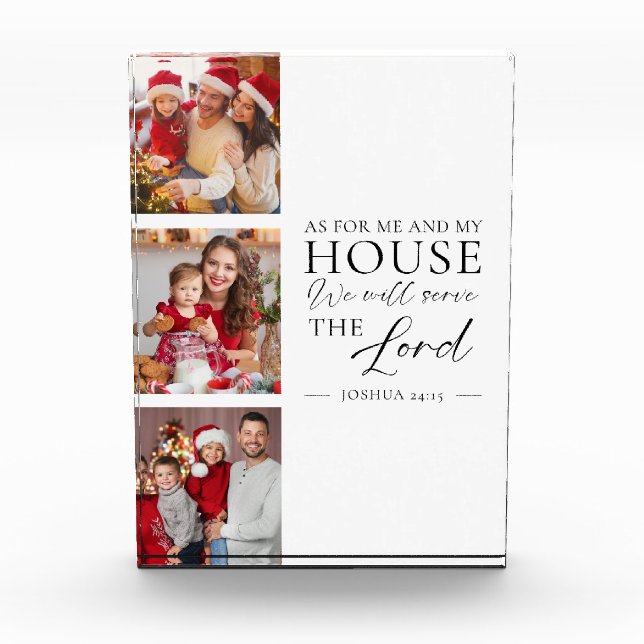 Christian Family Photo Joshua 24:15 Bible Verse Acrylic Award (Front)