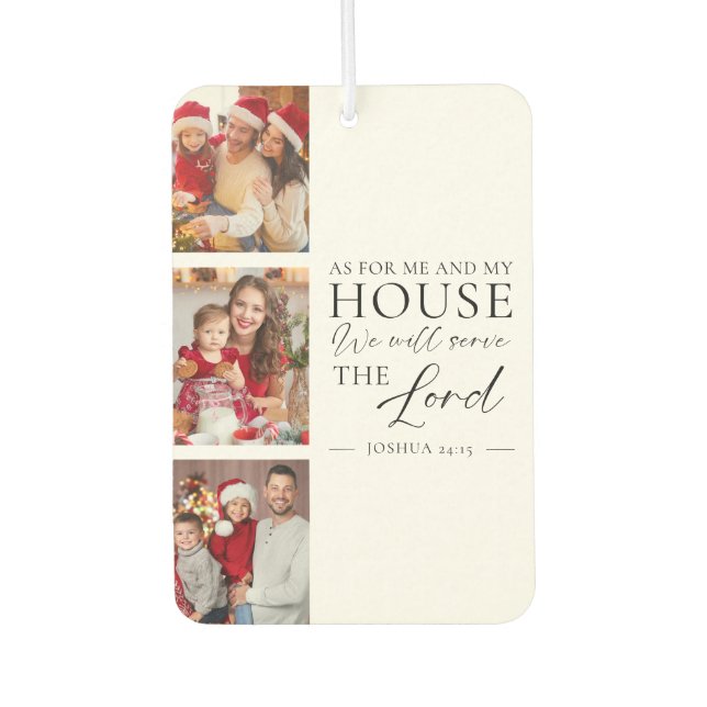 Christian Family Photo Joshua 24:15 Bible Verse Air Freshener (Front)