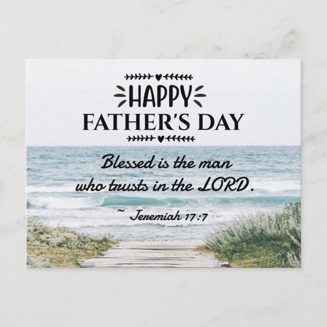 Christian Father's Day Bible Verse Ocean View  Postcard (Front)