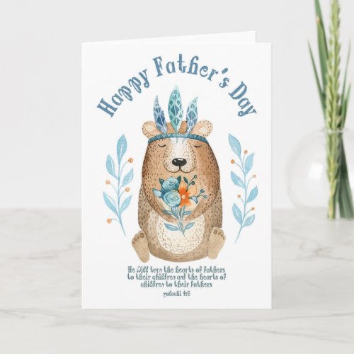 Christian Fathers Day Card with Bear Cub