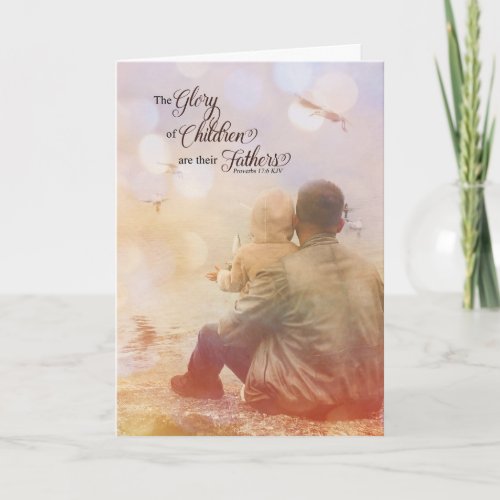 Christian Father's Day Proverbs 17 Verse 6 Coastal Holiday Card