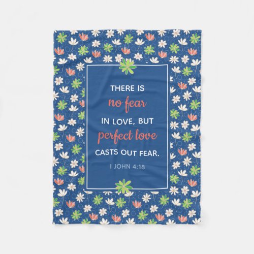 Christian Fear Not Blue Ditsy Floral Pattern Fleece Blanket