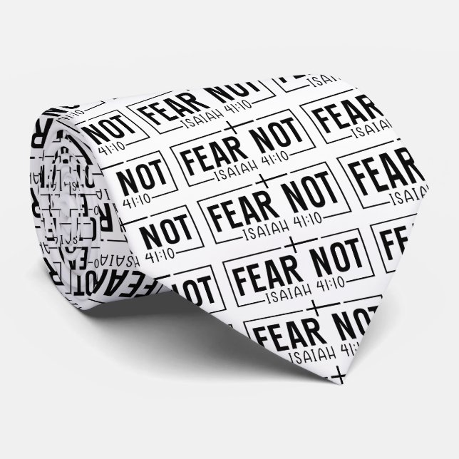 Christian Fear Not Isaiah 41  10 Cross Neck Tie (Rolled)