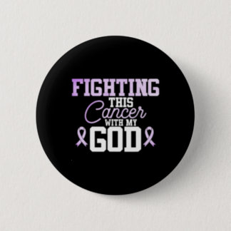 Christian Fighting Cancer Awareness Quote Purple R Button