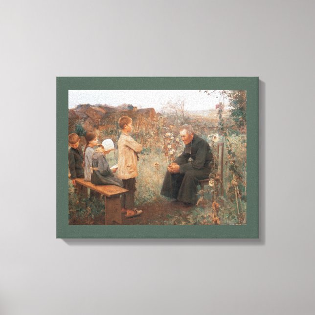 Christian Fine Art Catechism Lesson and Children Canvas Print (Front)