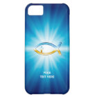 Christian Fish Cross blue background | Unique Gift