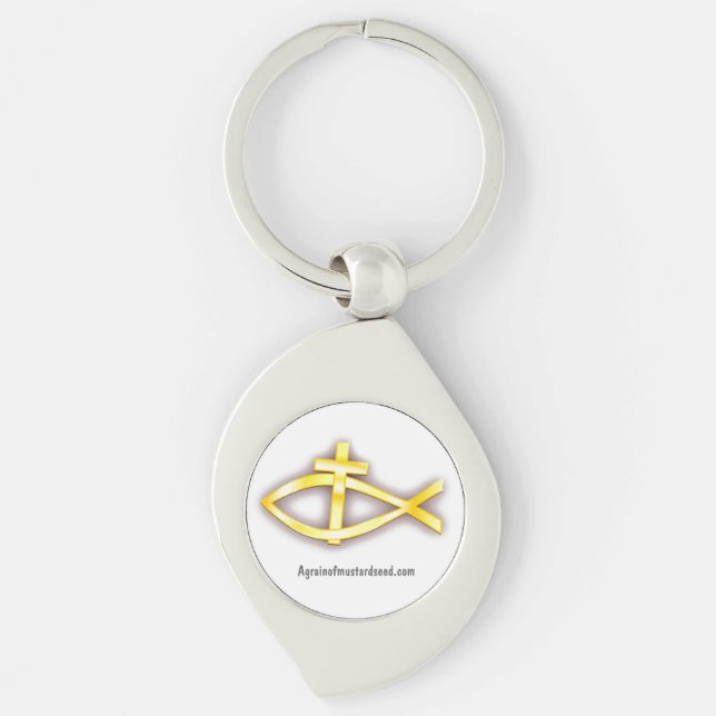 Christian Fish Cross Symbol Keychain (Front)