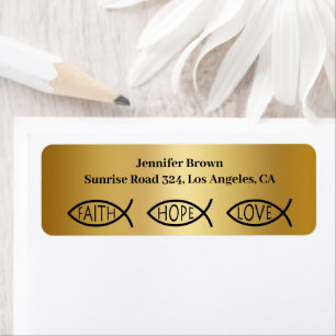 Christian Fish   Faith Hope Love Label