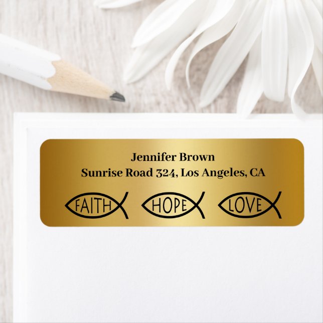 Christian Fish | Faith Hope Love Label (Insitu)