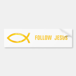 Christian Fish   Follow Jesus Bumper Sticker