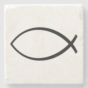 Christian Fish (Ichthys) Symbol Stone Coaster