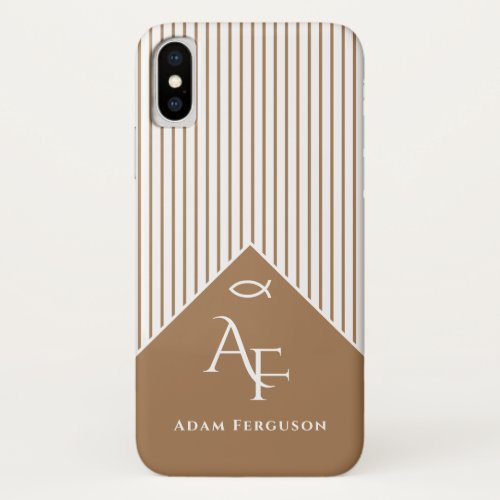 Christian Fish  Initals Light Brown iPhone X Case