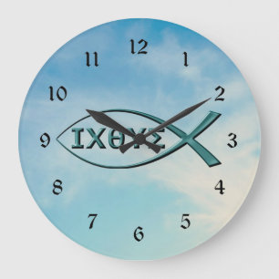 Christian Fish - Jesus Fish Large Clock