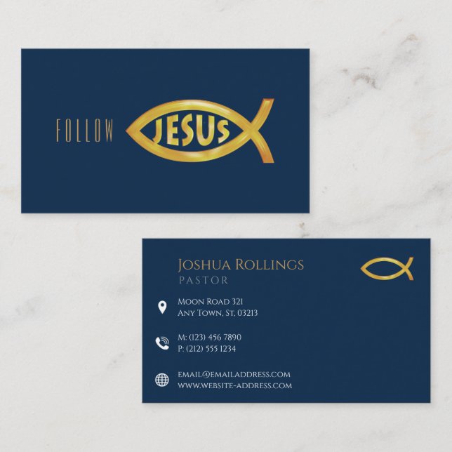Christian Fish JESUS | Inspirational Business Card (Front/Back)