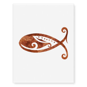 Christian Fish Maori Style Brown Tattoo Gift Idea