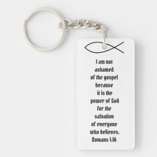 Christian Fish Romans 1:16 Custom Bible Verse Keychain