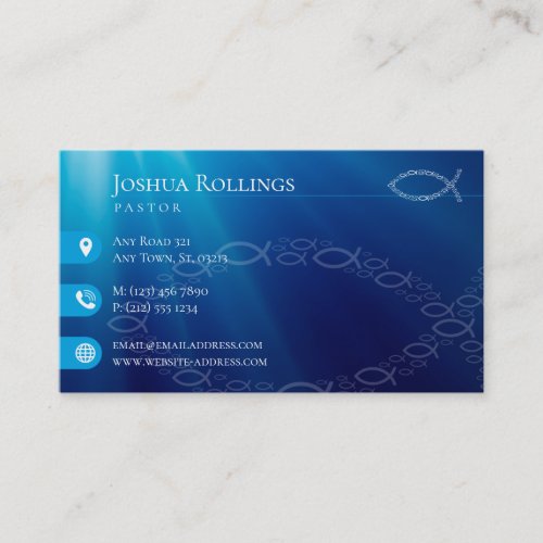 Christian Fish Symbol  Blue Inspirational Busines Business Card