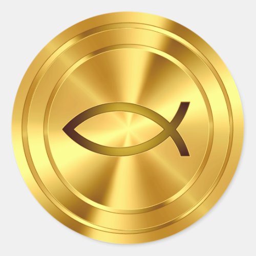 Christian Fish Symbol _ gold Classic Round Sticker