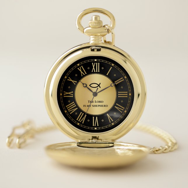 Christian Fish Symbol | Gold Pocket Watch (Inside)