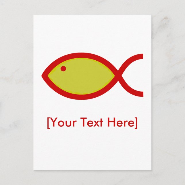 Christian Fish Symbol - Gold with Red Postcard (Front)