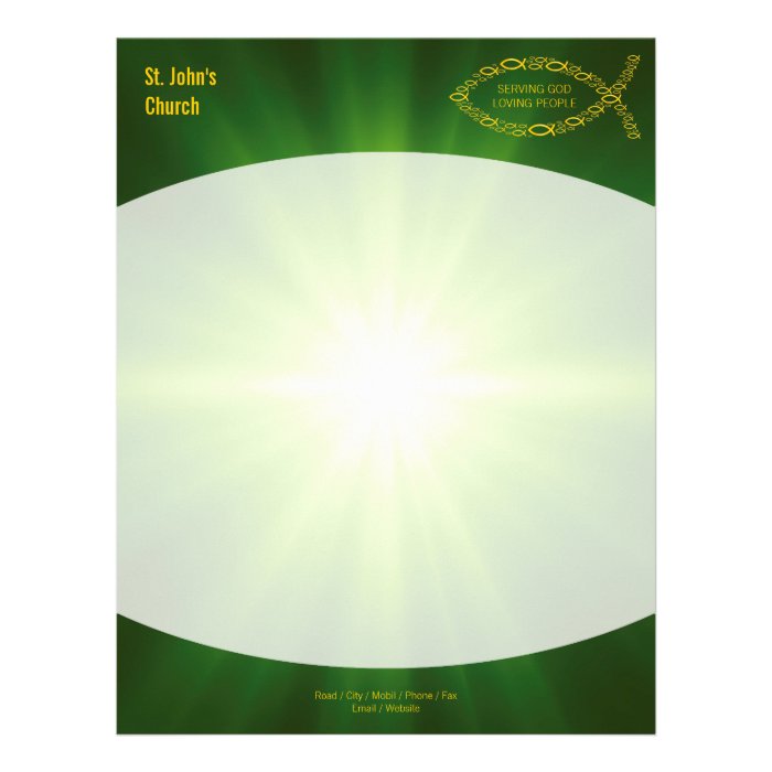 Christian Fish Symbol Green Letterhead