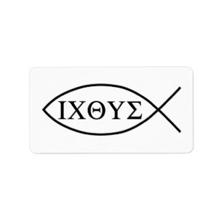 Christian fish symbol ICHTHYS or ICHTHUS Label