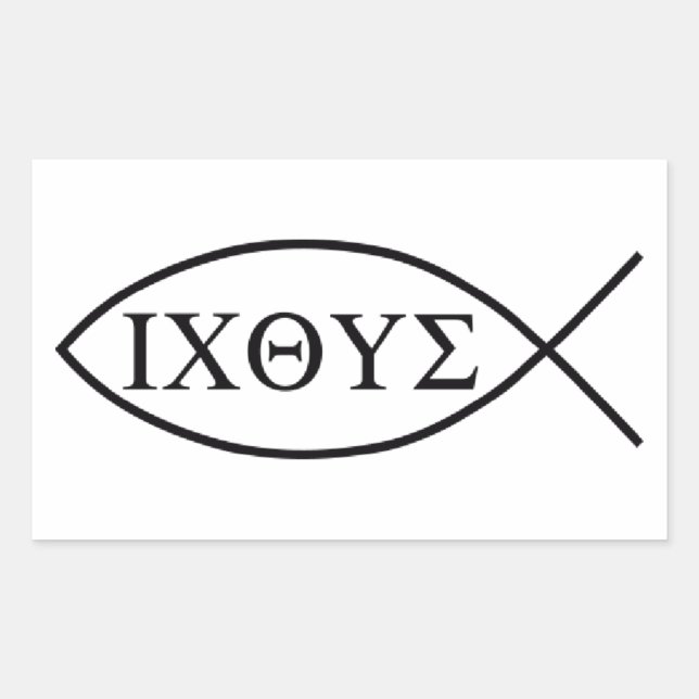 Christian fish symbol ICHTHYS or ICHTHUS Rectangular Sticker (Front)