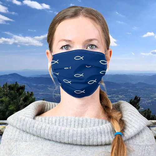 Christian Fish Symbol Ichthys Pattern Custom Color Adult Cloth Face Mask