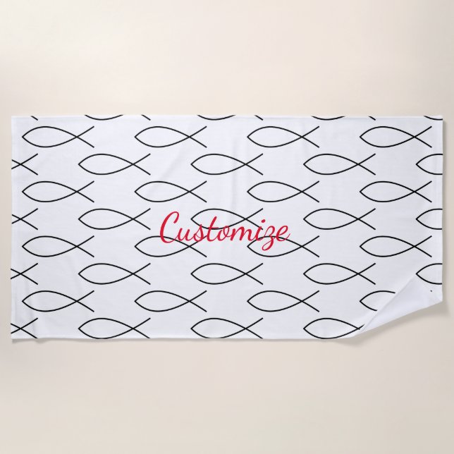 Christian Fish Symbol Ichthys Thunder_Cove Beach Towel (Front)