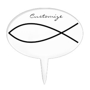 Christian Fish Symbol Ichthys Thunder_Cove Cake Topper