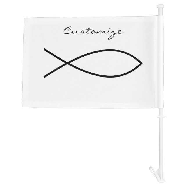 Christian Fish Symbol Ichthys Thunder_Cove Car Flag (Back)