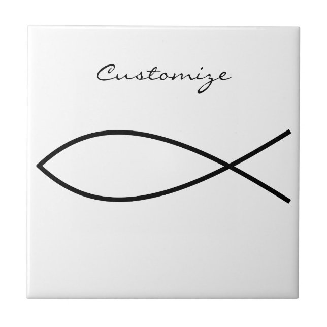 Christian Fish Symbol Ichthys Thunder_Cove Ceramic Tile (Front)