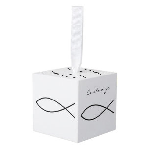 Christian Fish Symbol Ichthys Thunder_Cove Cube Ornament